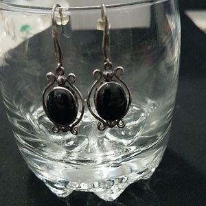 Sterling Silver and Onyx Earrings.